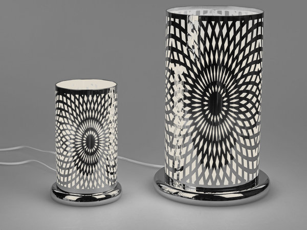 Lampe Rund mit Touch-Funktion und Kreis-Dekor 15 x 24 cm, inkl. Leuchtmittel.