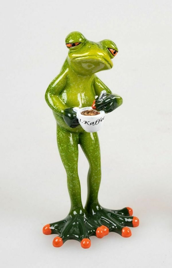 Formano Deko Frosch Mann mit Kaffee ca. 16cm
