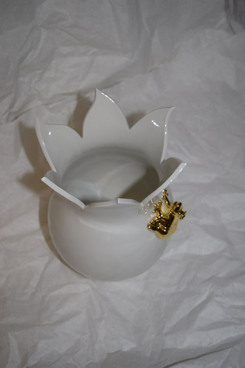 Märchenporzellan® Vase . Frosch 24 Karat vergoldet!
